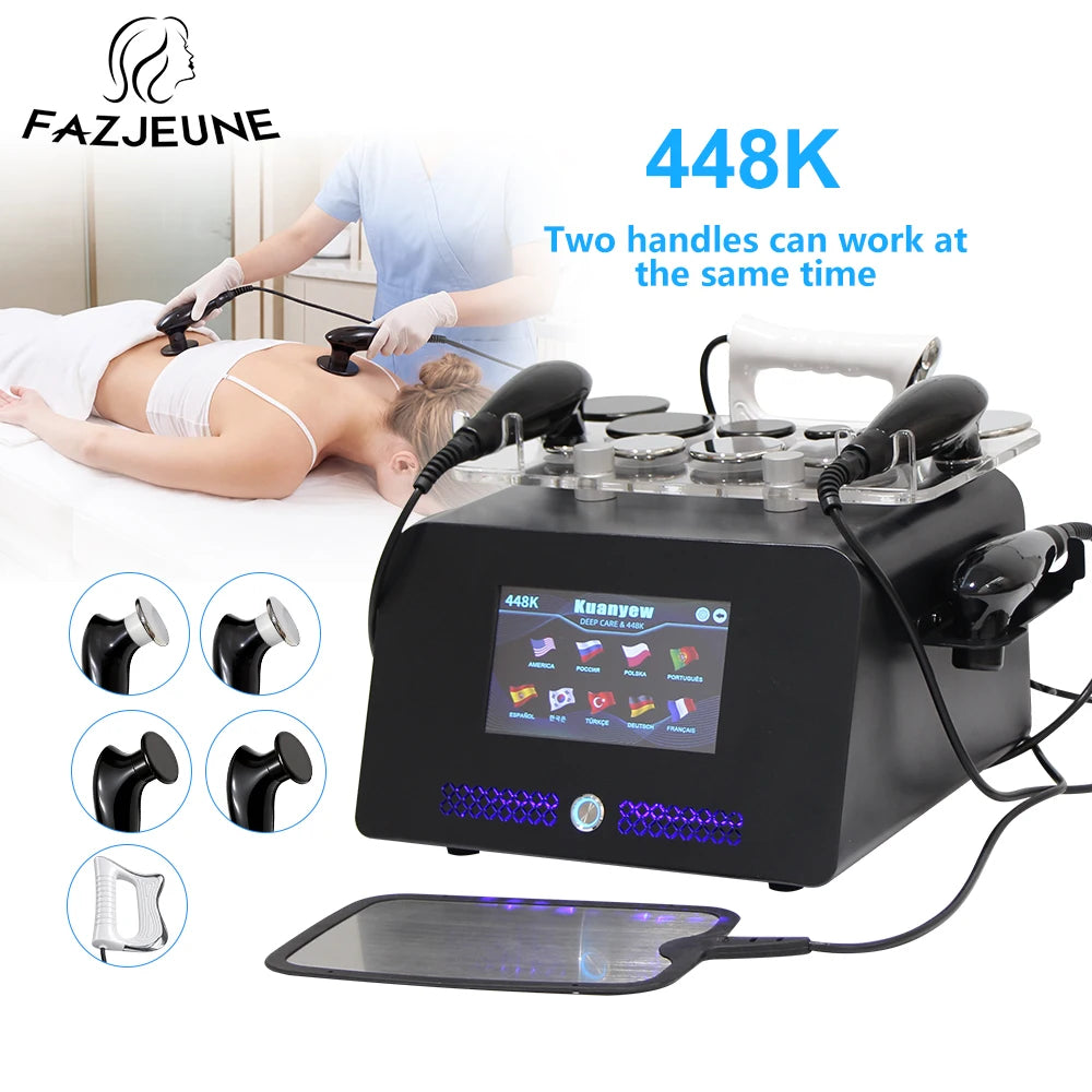 Máquina de Terapia Tecar de 448KHz, Dispositivo de Fisioterapia CET RET, Equipo de Adelgazamiento Corporal, Reafirmación de la Piel, Suavizante de Arrugas, Masajeador Facial, Máquina de Belleza para Pérdida de Peso, Nuevo