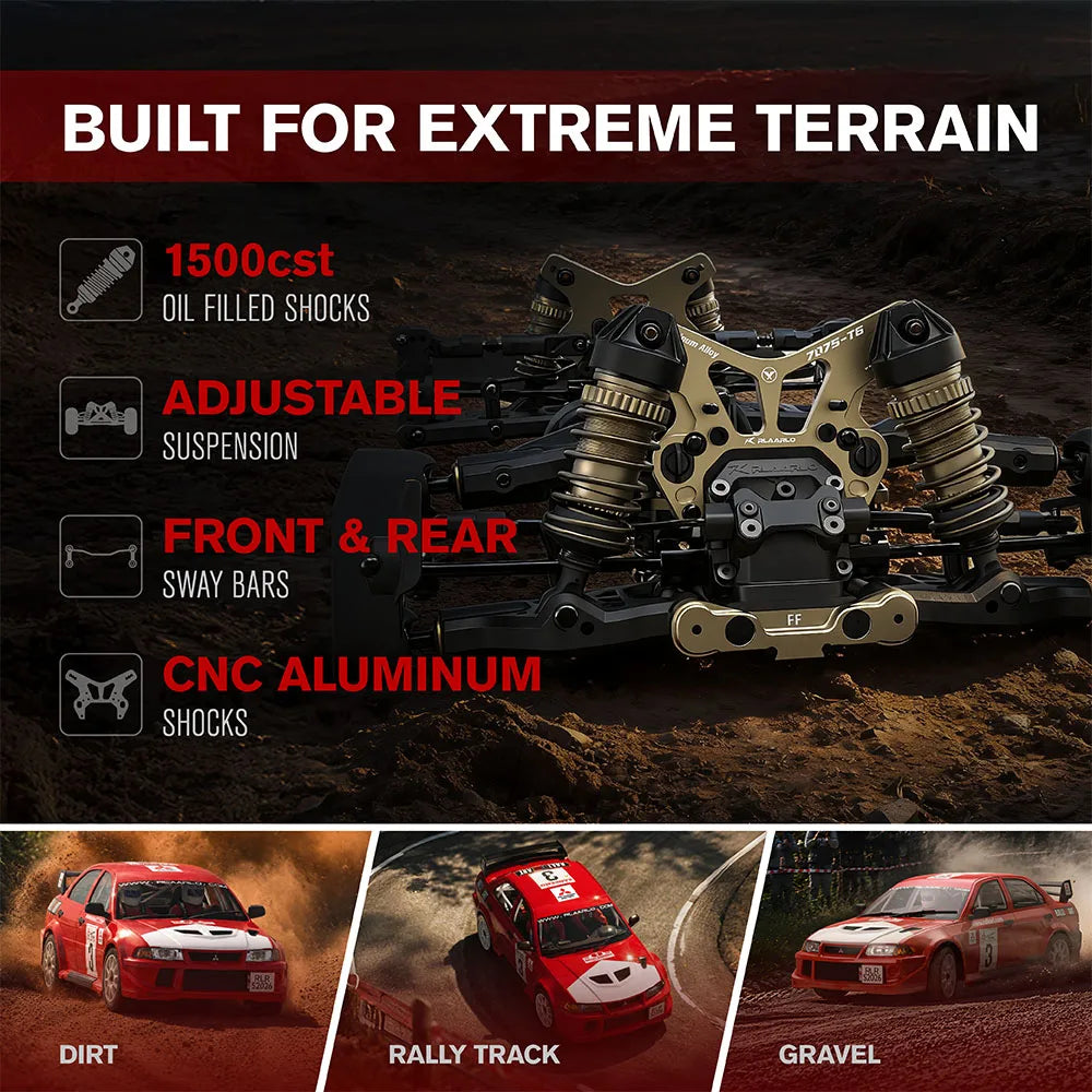 Coche de Rally RC 1/7 4WD para Mitsubishi Lancer EVO 6.5, Grado de Competición, Sin Escobillas, Alta Velocidad, RTR, Vehículo de Carreras con Control Remoto