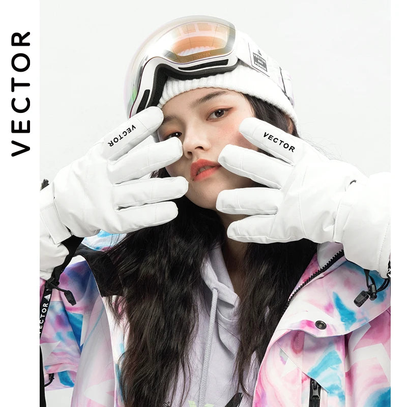 Guantes de esquí de invierno para invierno, Guantes Térmicos de Snowboard resistentes al viento, guantes de esquí con pantalla táctil para hombres y mujeres
