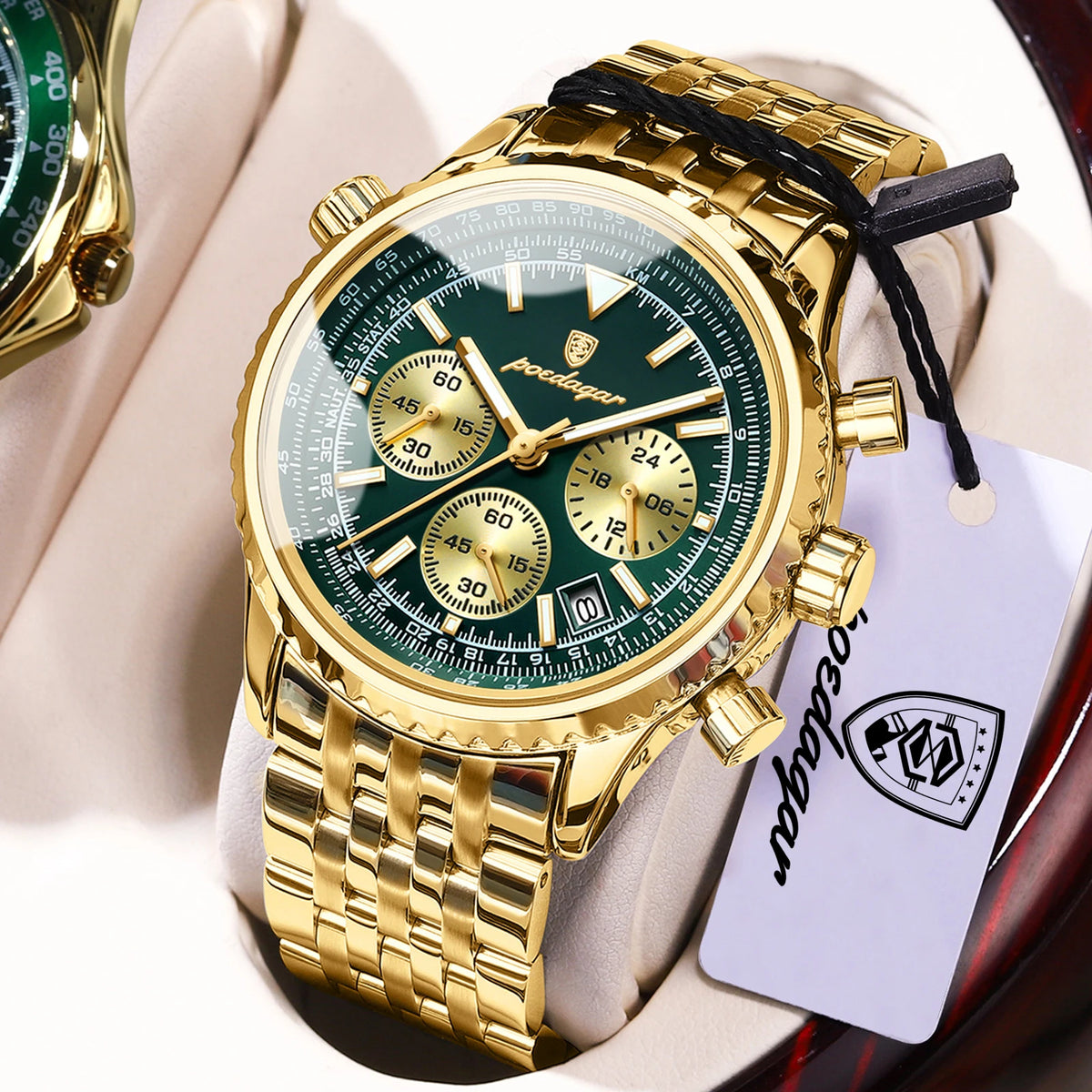 Reloj de pulsera deportivo para hombre POEDAGAR, cronógrafo con fecha, reloj de acero inoxidable, reloj de cuarzo luminoso e impermeable de moda para hombre