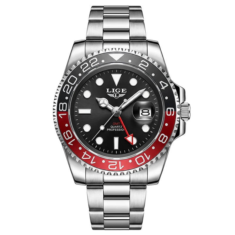 LIGE High Quality Luxury Men's Watch Waterproof Quartz Watch Stainless Steel Strap Luminous Sports Watches Gifts Watches For Man