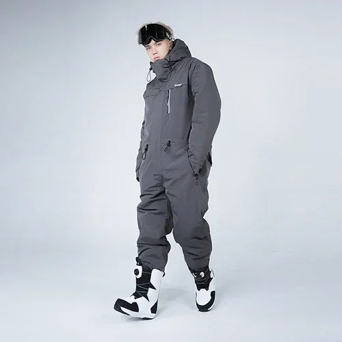 Traje de invierno para montar en motocicleta, mono a prueba de frío, impermeable, a prueba de viento, grueso, cálido, ropa de pesca integrada