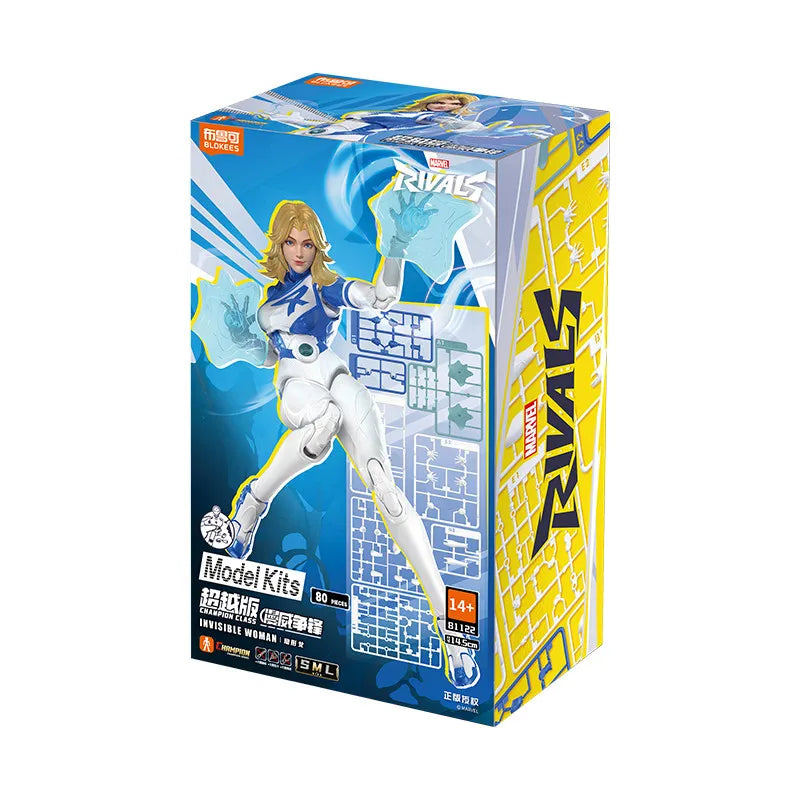 Blokees MARVEL RIVALS CHAMPION CLASS INVISIBLE WOMAN JEFF THE LAND SHARK Figuras de Acción Articuladas Juguetes de Modelo Ensamblables