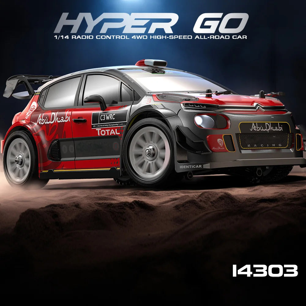 HYPER GO 1/14 MJX 14303 Auto RC 2.4G de Alta Velocidad, Camioneta de Rally, Hyper Go sin Escobillas 4WD Todoterreno, Auto RC para Adultos y Niños