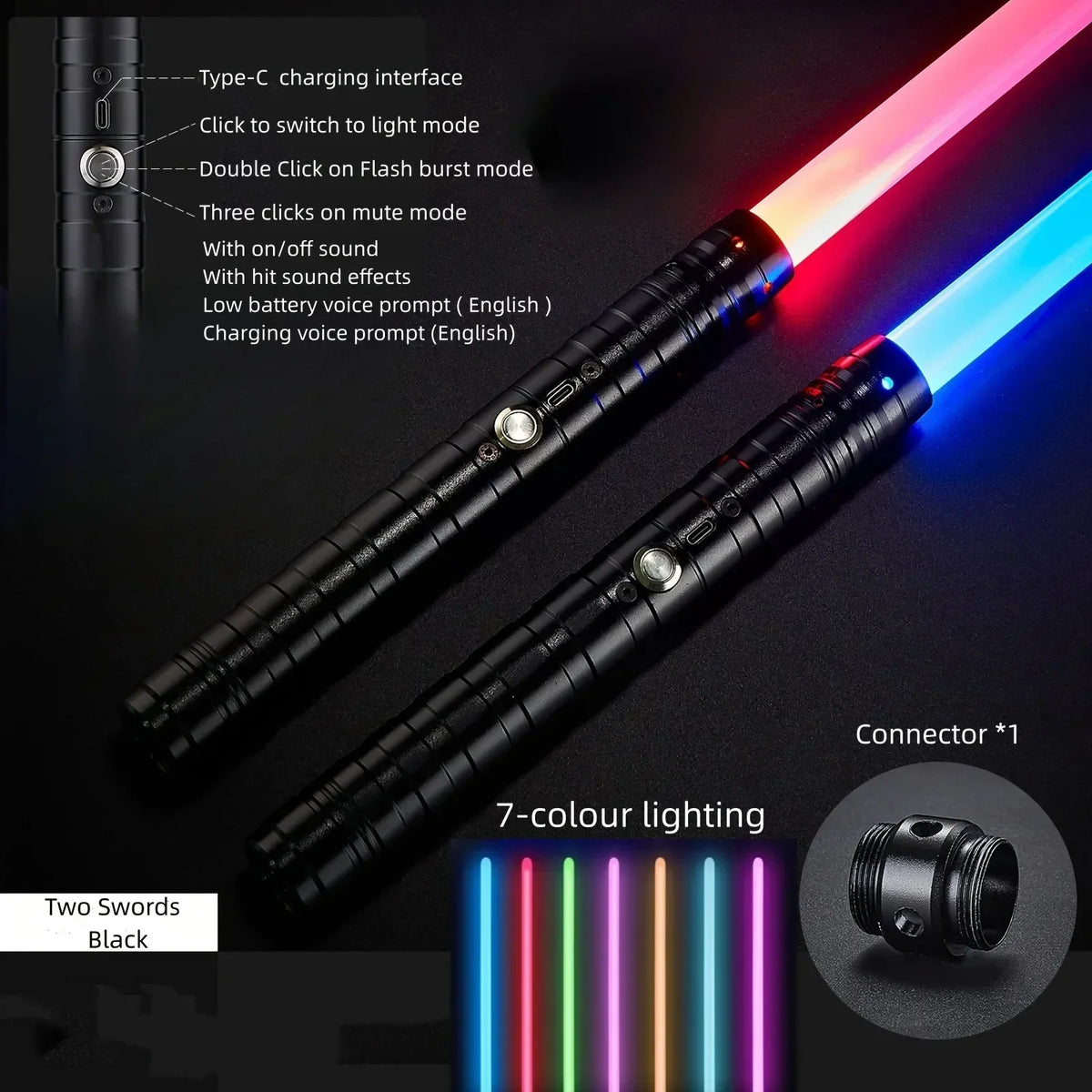 WS Juguetes Láser de Sable de Luz, Espada de Luz RGB de Metal, Barra de Luz Kpop, Sable de Luz Rave, Juguete Intermitente