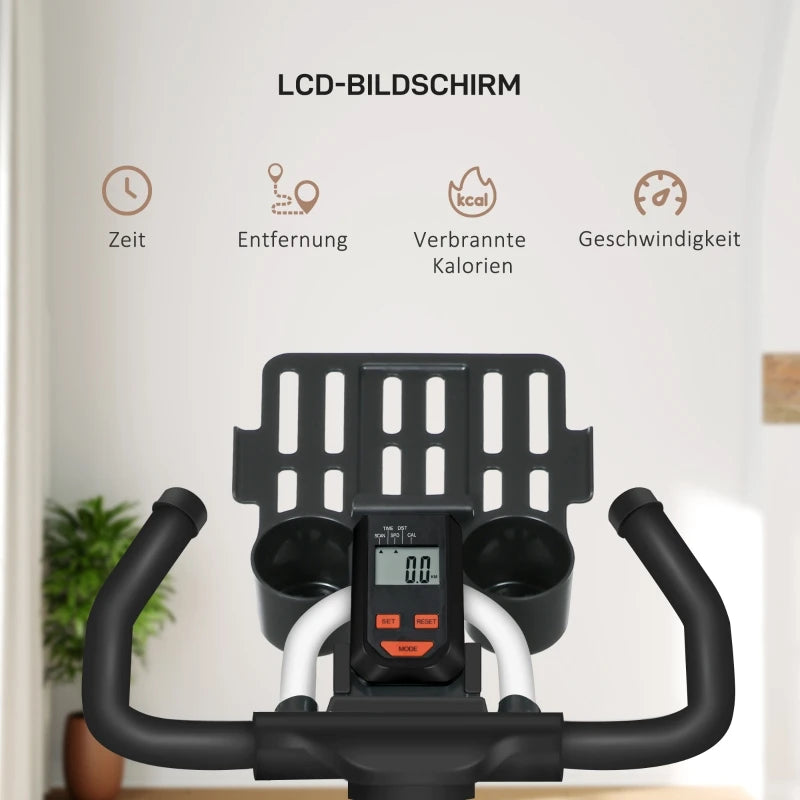 Bicicleta de ejercicio para interiores, entrenador doméstico con resistencia magnética, pantalla LCD, volante de inercia de 8 kg, asiento y manillares ajustables, ruedas de transporte, equipo de fitness cardiovascular en bl