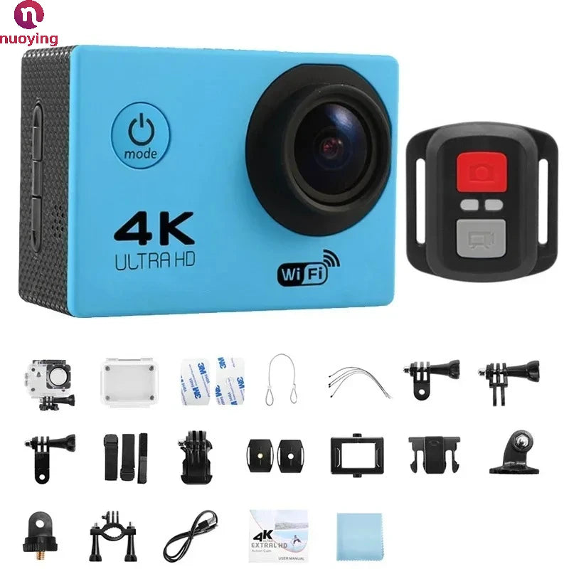 Cámara de Acción 4K Ultra HD Resistente al Agua, Videocámara Deportiva WiFi 1080P 30FPS, Pantalla de 2.0 Pulgadas 170° °   Cámara Mini Subacuática de Gran Angular para Grabación de Video al Aire Libre