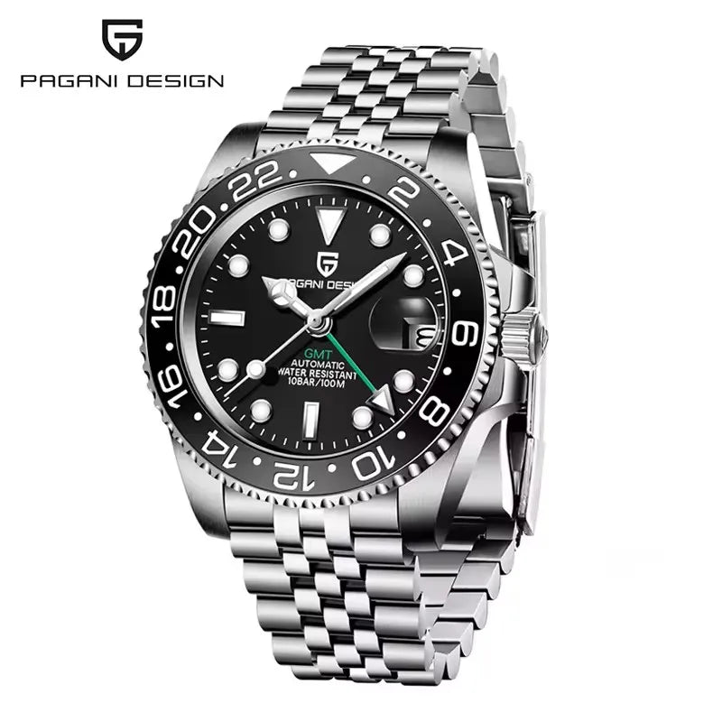 2026 PAGANI DESIGN 40MM Purple Dial GMT Men Mechanical Watch Jubilee Bracelet Sapphire Glass Waterproof Automatic Watch for Men