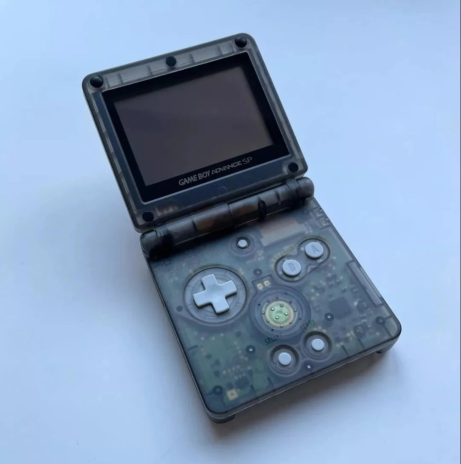 Gameboy Advance SP AGS-001 Consola de juegos GBA SP reacondicionada con nueva pantalla IPS Nueva carcasa y nivel de brillo ajustable