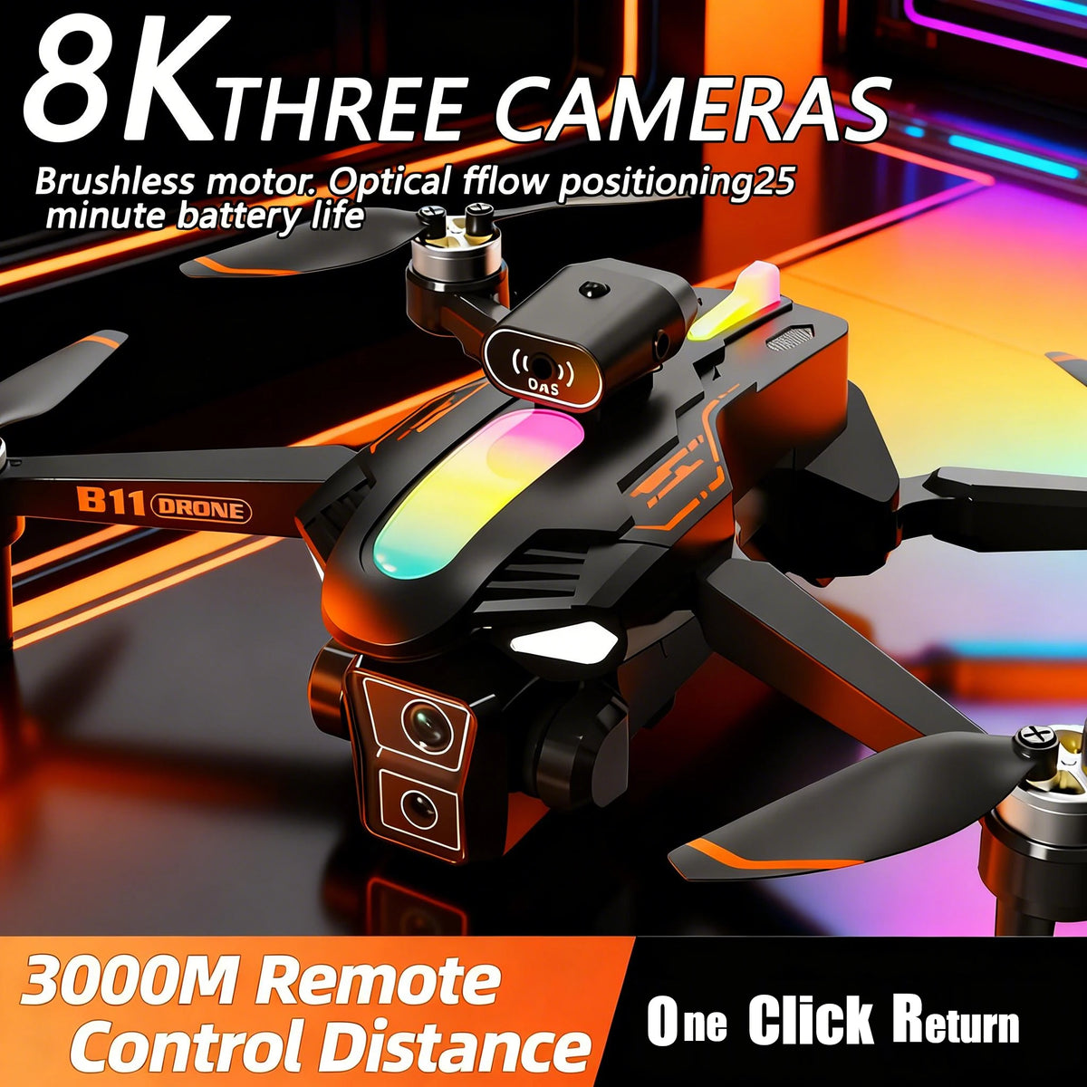 Dron WiFi FPV 2026 B11 Pro - Cámara Dual 4K/1080P, HD Gran Angular, Retención de Altitud, Helicóptero RC de Juguete, Dron Plegable