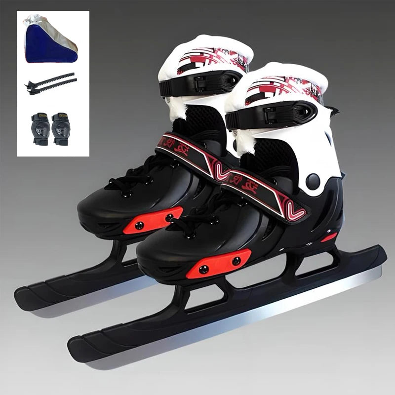 Zapatos de patinaje sobre hielo, patines en línea para hombres y mujeres, zapatillas térmicas cálidas y gruesas con figura de hielo con hoja de hielo para niños, adultos y adolescentes