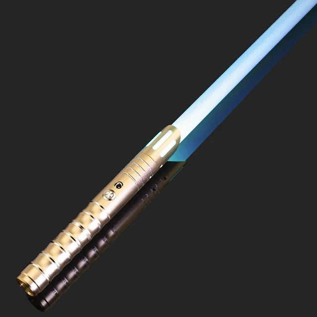 Sable de luz RGB 16 colores con mango de metal, doble filo, sonido para duelo pesado, dos en uno, juguete de utilería para cosplay y escenario