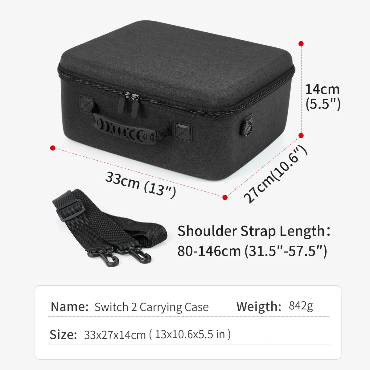 Estuche de transporte para Switch 2, bolsa de almacenamiento de viaje protectora portátil de gran capacidad para accesorios Switch 2