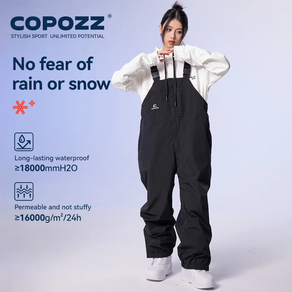 COPOZZ-pantalones de esquí gruesos para Snowboard, monos impermeables todo en uno de gran tamaño a prueba de viento, mono cálido para exteriores de 3L para hombres y mujeres