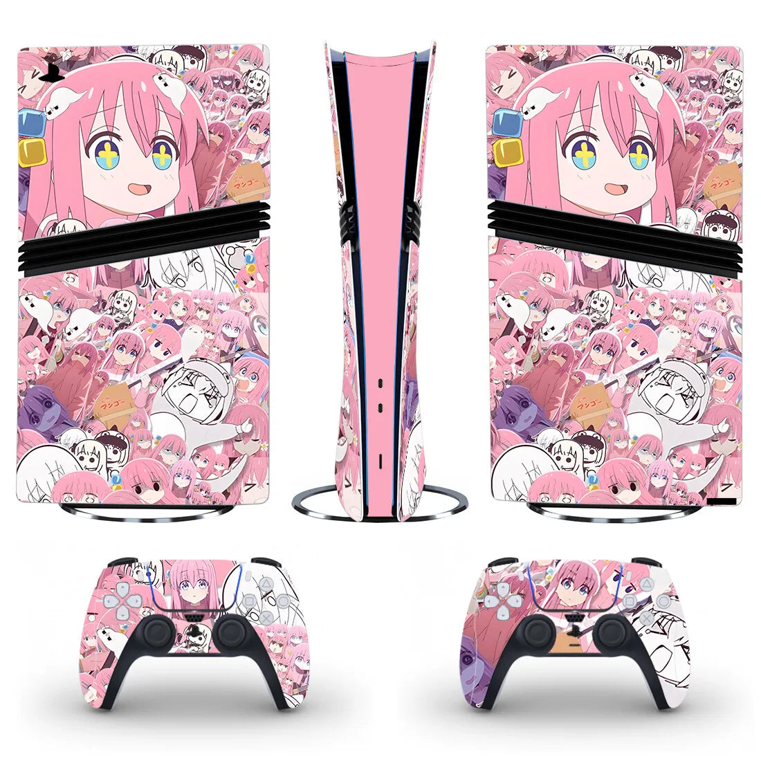 Adhesivo de vinilo para consola y 2 mandos PS5 Pro Digital, diseño de chica anime kawaii