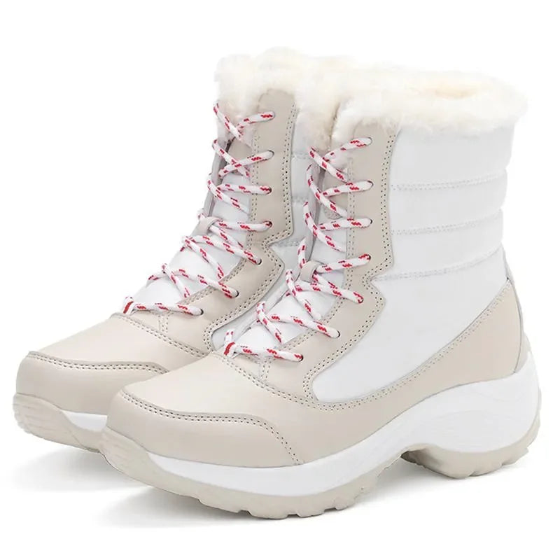 Zapatos de invierno botas impermeables botas de nieve para mujer botines cálidos de felpa para mujer botas altas hasta el muslo con plataforma de felpa para invierno