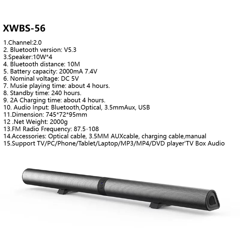 PHONEPACE Barras de sonido de TV desmontables 2 en 1 Bluetooth 5,3 Altavoz de TV de 2,2 canales para sistema de sonido envolvente óptico/Aux/USB