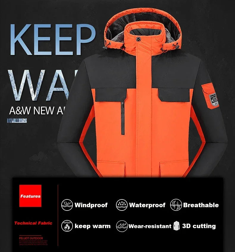 Nuevo traje de esquí de invierno para hombre, térmico, para actividades al aire libre, resistente al viento e impermeable. Conjunto de pantalones de esquí y chaqueta de forro polar para esquí y snowboard.