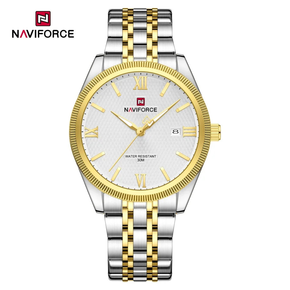 Reloj NAVIFORCE clásico para hombre, pantalla con puntero luminoso, resistente al agua 3ATM, movimiento de cuarzo, calendario, diseño sencillo, relojes para chico