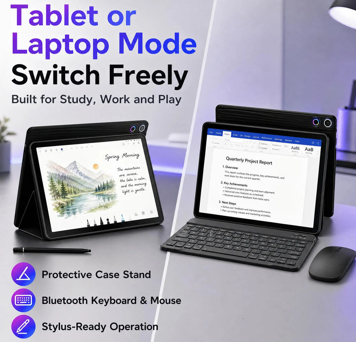 URAO KB10L Tableta de 10.1 pulgada, Android 16, pantalla HD, 24 GB de RAM, 64 GB de ROM, A333, tableta PC de cinco núcleos, compatible con Widevine L1 y Netflix HD, batería de 6000 mAh, pantalla dividida, desbloqueo f