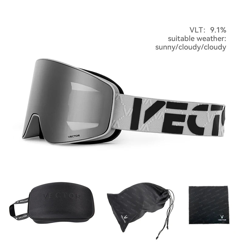 Gafas de Esquí VECTOR de Doble Capa Antivaho con Absorción Magnética, Cilíndricas, UV400, para Hombre y Mujer, Gafas de Snowboard POC