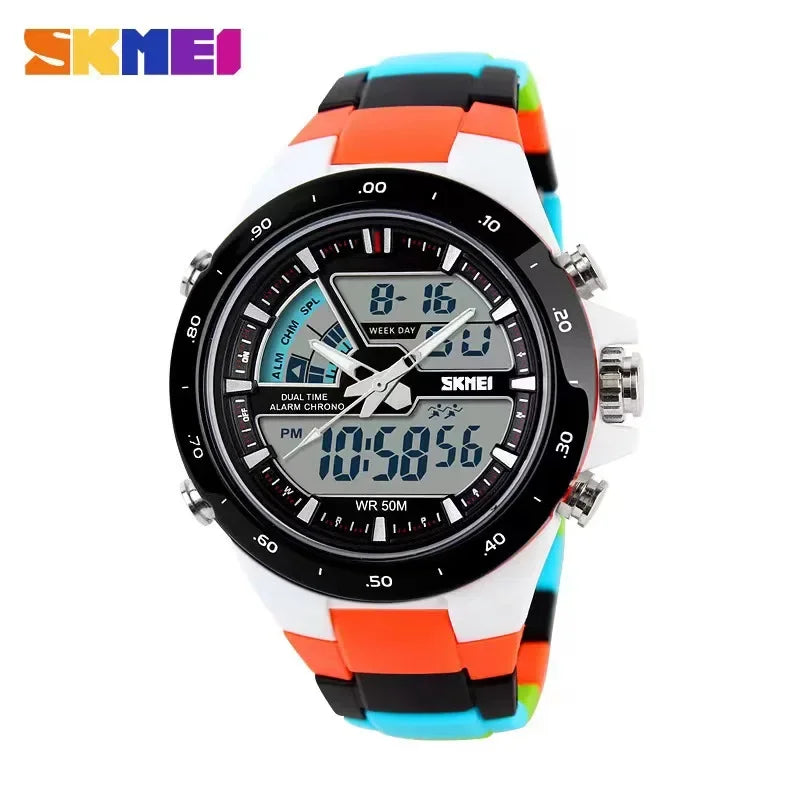 Reloj deportivo para hombre Skmei 1016, reloj de pulsera de moda casual, despertador, resistente al agua, militar, cronógrafo, con doble pantalla.