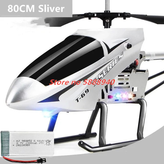 Helicóptero RC de Aleación Actualizado, 2.4G, 150M, 85CM, Gran Tamaño, Resistente a Caídas, con Luces LED, Control Remoto, Regalos