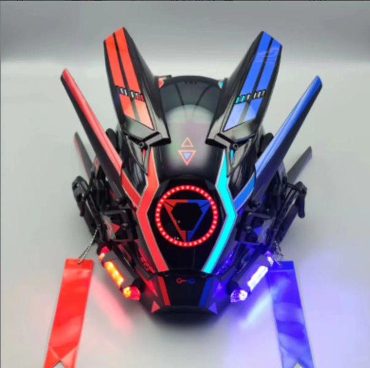 Máscara de casco nuevo Cyberpunk Samurai Robot Tech Shinobi especial Punk Techwear con luz Led máscara de Cosplay juguete niños regalo de Halloween ﻿