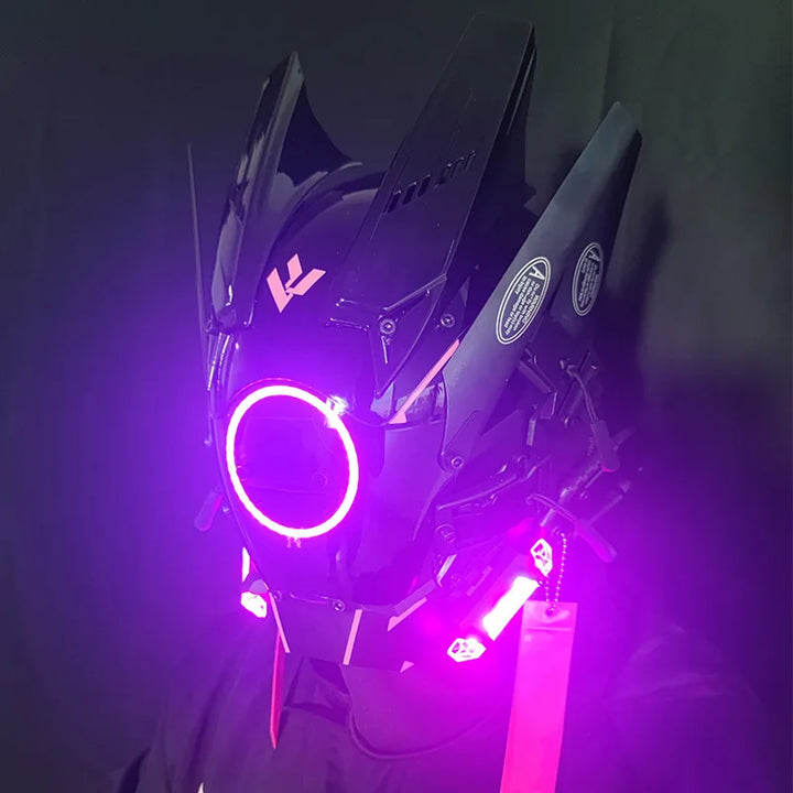 Máscara Cyber punk LED peinado trenza Halloween Navidad juego de rol casco fiesta regalo para adultos ﻿
