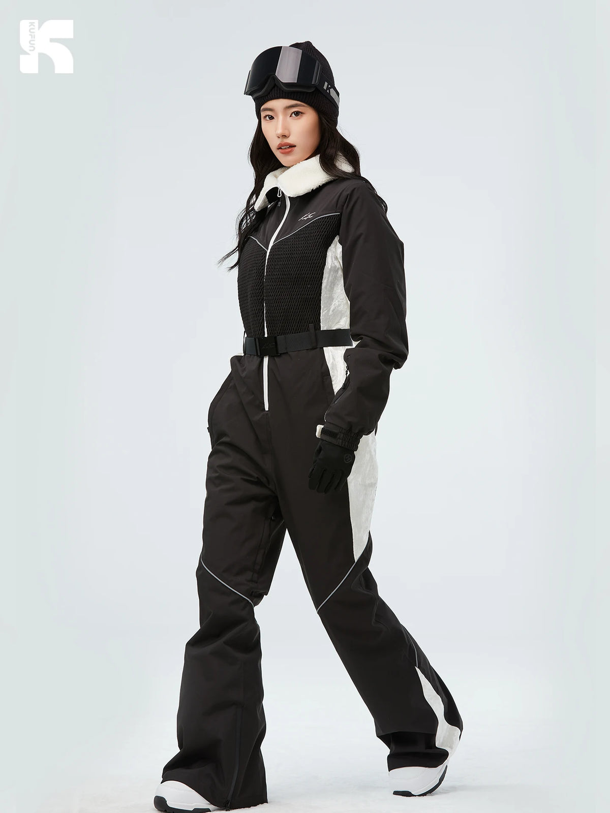 KUFUN-ropa de esquí para mujer, mono, impermeable, general, grueso, Snowboard, de una pieza, a prueba de viento, deporte de nieve, suelto, para adultos y adolescentes