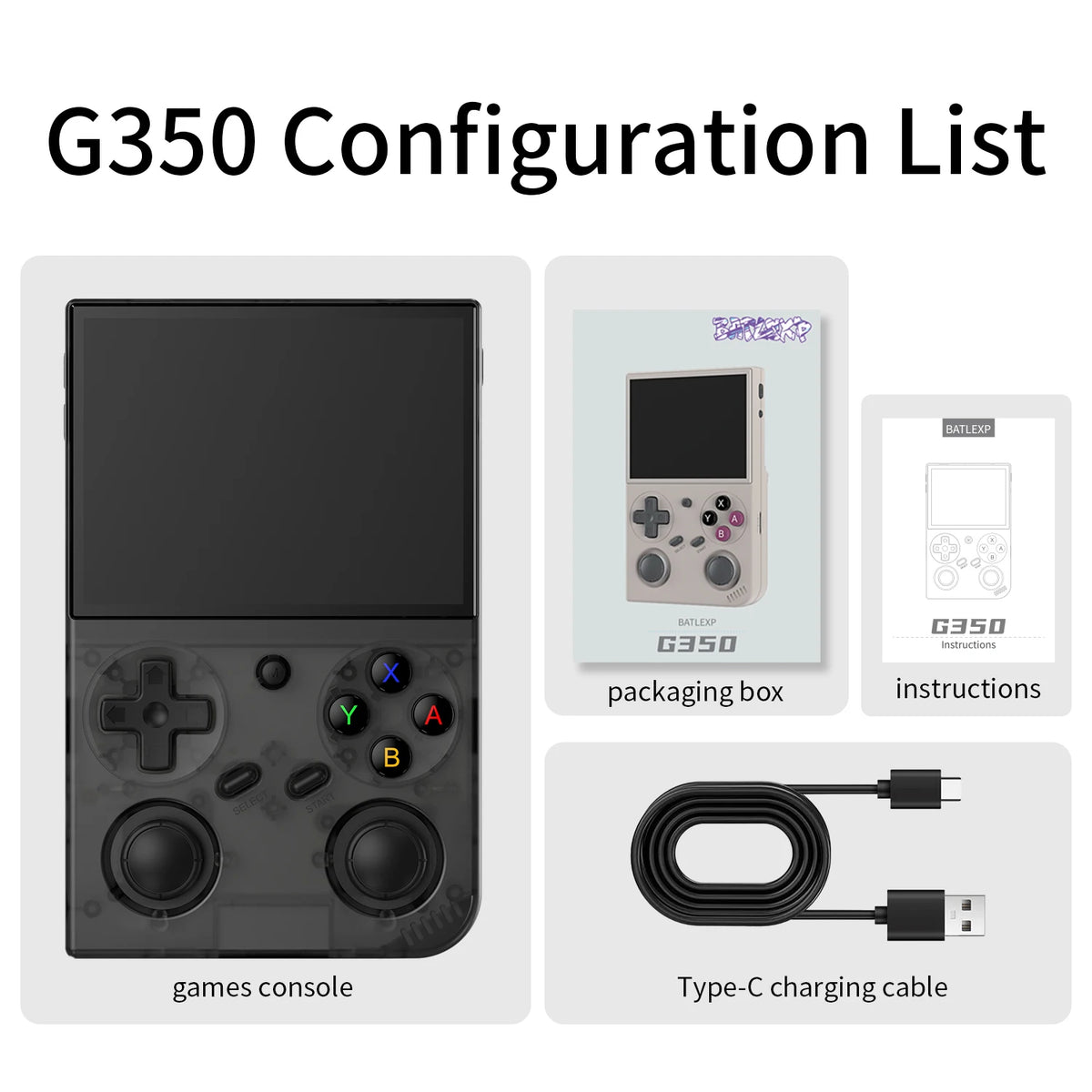 Consola de juegos portátil retro G350, sistema Linux de 64 bits, pantalla IPS de 3,5", RK3326, consola portátil de 3200 mAh, consola de videojuegos retro
