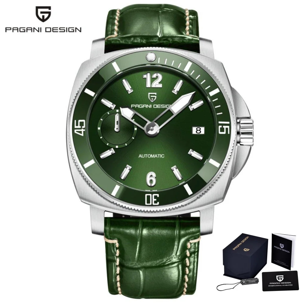Reloj mecánico PAGANI DESIGN PD-1820 para hombre con fecha, totalmente de acero inoxidable, cristal de zafiro, luminoso, resistente al agua 10Bar, reloj automático