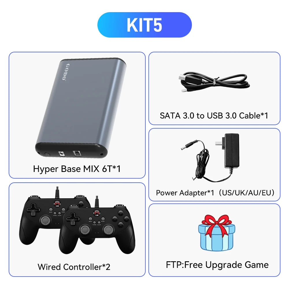 Hyper Base MIX 6T Gaming HDD Retrobat&amp;Playnite&amp;Launchbox para PS5/PS4/PS3/XBOX/Switch/emuladores DC 65000+AAA/3D/juegos de vídeo Retro