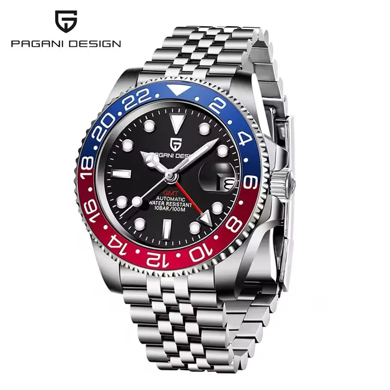 2026 PAGANI DESIGN 40MM Purple Dial GMT Men Mechanical Watch Jubilee Bracelet Sapphire Glass Waterproof Automatic Watch for Men