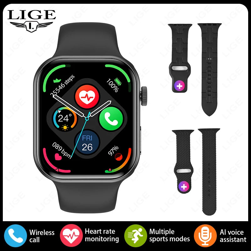 LIGE New Smart Watch Men Wireless Charging Sports Fitness Tracker Health ECG Monitor BT Call Smart Watches Women For Android iOS