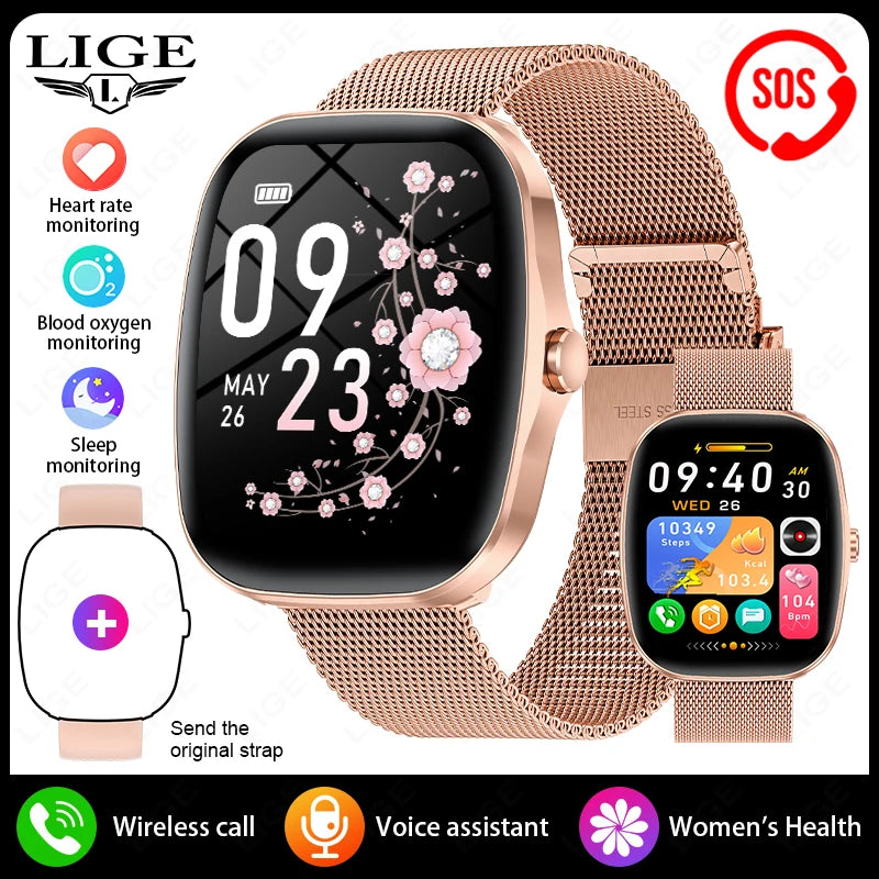 Nuevo reloj inteligente para mujer de 1.53" HD, smartwatch para Android e iOS con llamadas BT, monitor de frecuencia cardíaca, sueño y SpO2, resistente al agua IP68, relojes inteligentes para hombre