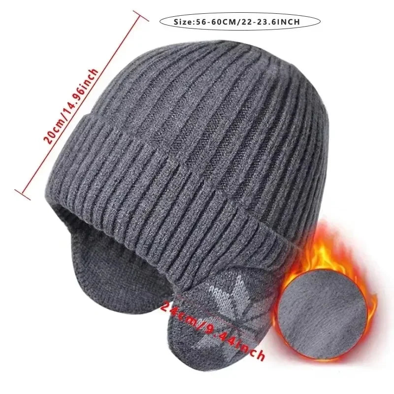 Gorro de invierno de punto con forro de felpa, cálido, para hombre y mujer, gorro de lana unisex para actividades al aire libre, que protege de las heladas y tiene un diseño con motivos de copos de nieve, un gorro de nieve