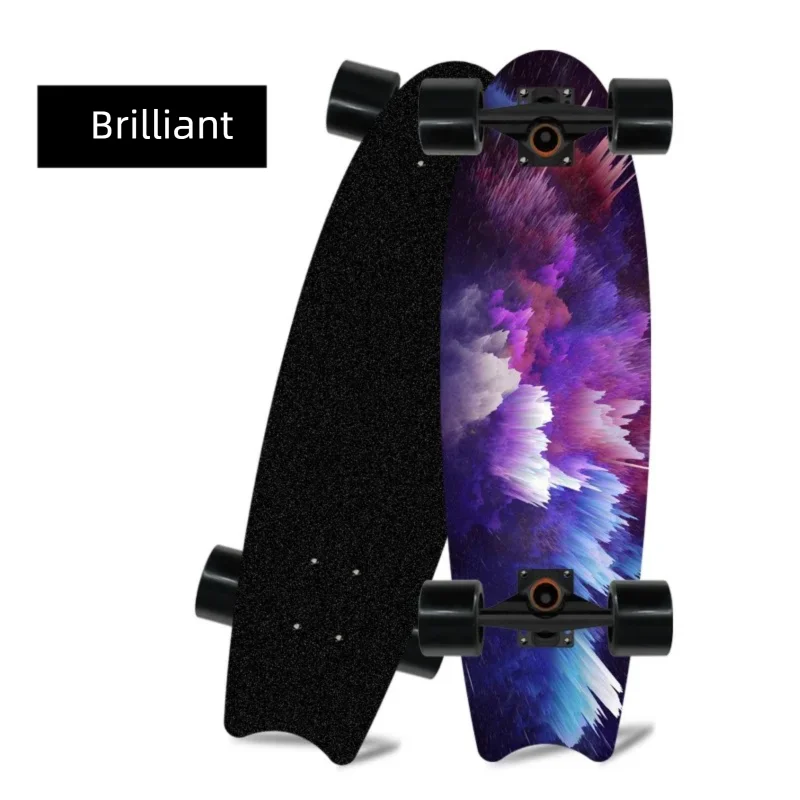 Patineta de madera de arce con cuatro ruedas y diseño de cola de pez, ideal para principiantes, para desplazarse y practicar patinaje urbano.