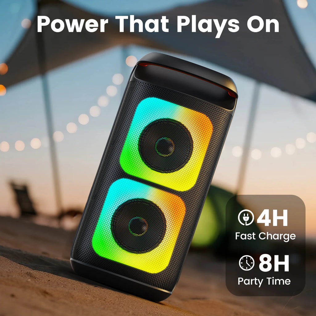 Altavoz Bluetooth Grande T37, Máquina de Karaoke con Dos Micrófonos, USB, Tarjeta TF, Grabación, TWS, Altavoz de Karaoke con Reverberación