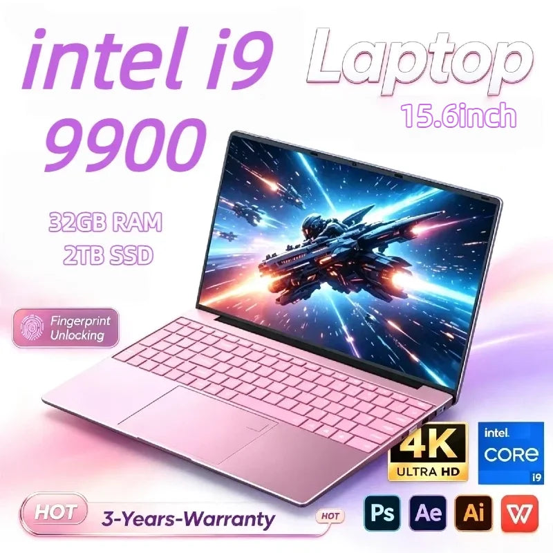 Portátil Premium Ultra Delgado de 15.6 Pulgadas Full HD, Intel i9 9900, Windows 11, 32 GB de RAM, 2 TB SSD, Portátil para Juegos, Oficina y Negocios