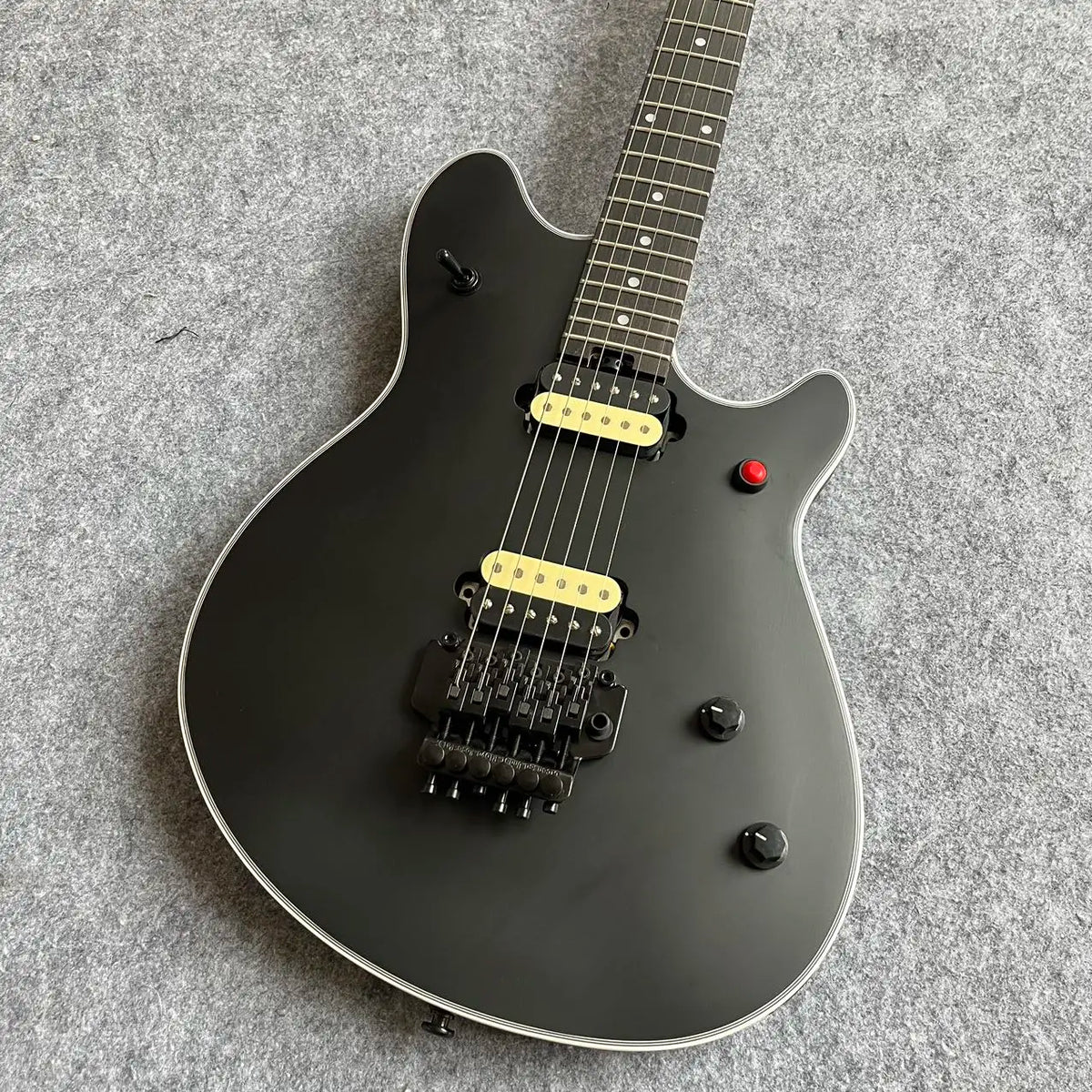 Puente de trémolo Floyd Rose negro mate personalizado para guitarra con perilla roja