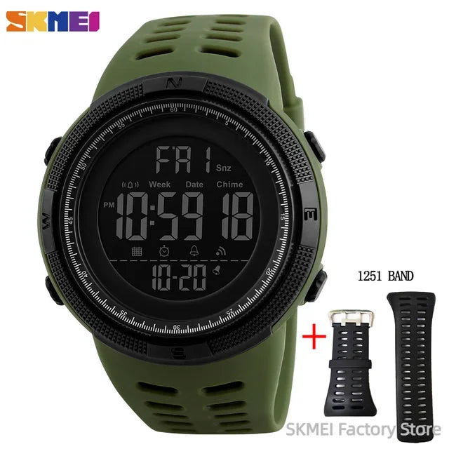 SKMEI 1251 Digital Watch for Men Waterproof Sports Electronic Countdown Mens Wristwatches Military Date Clock 1560 Reloj Hombre