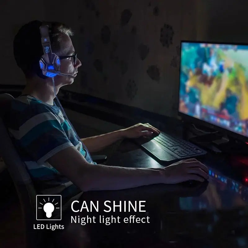 Auriculares para juegos con luz LED RGB, auriculares con micrófono de baja latencia, auriculares para juegos con cable de 3,5mm para ordenador, PS4, PS5, Xbox, auriculares estéreo con graves