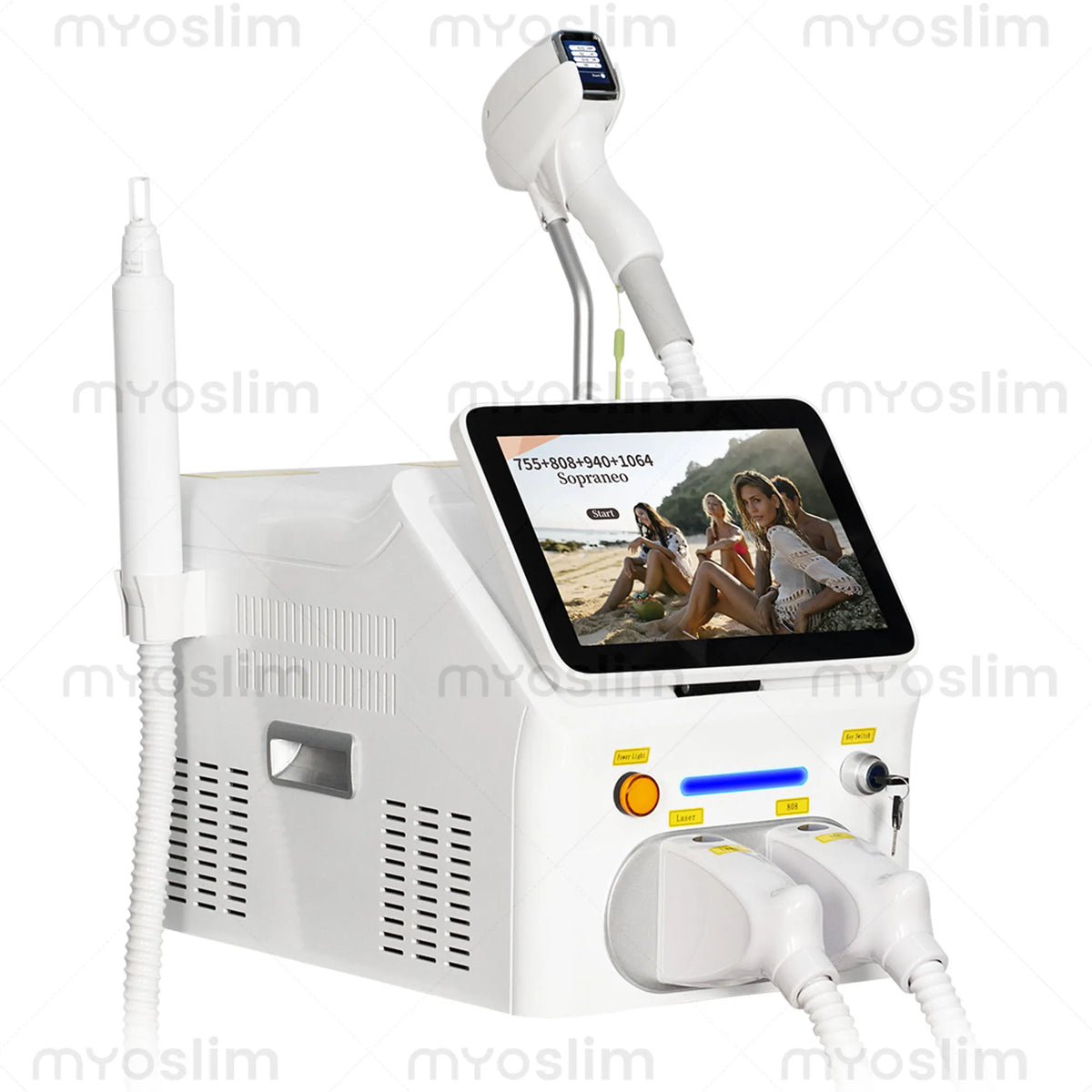 Dispositivo láser de diodo picosegundo FAC 6000W Soprano 2 en 1 de 4 longitudes de onda 755 808 940 1064nm para la reducción permanente del vello y la eliminación de tatuajes