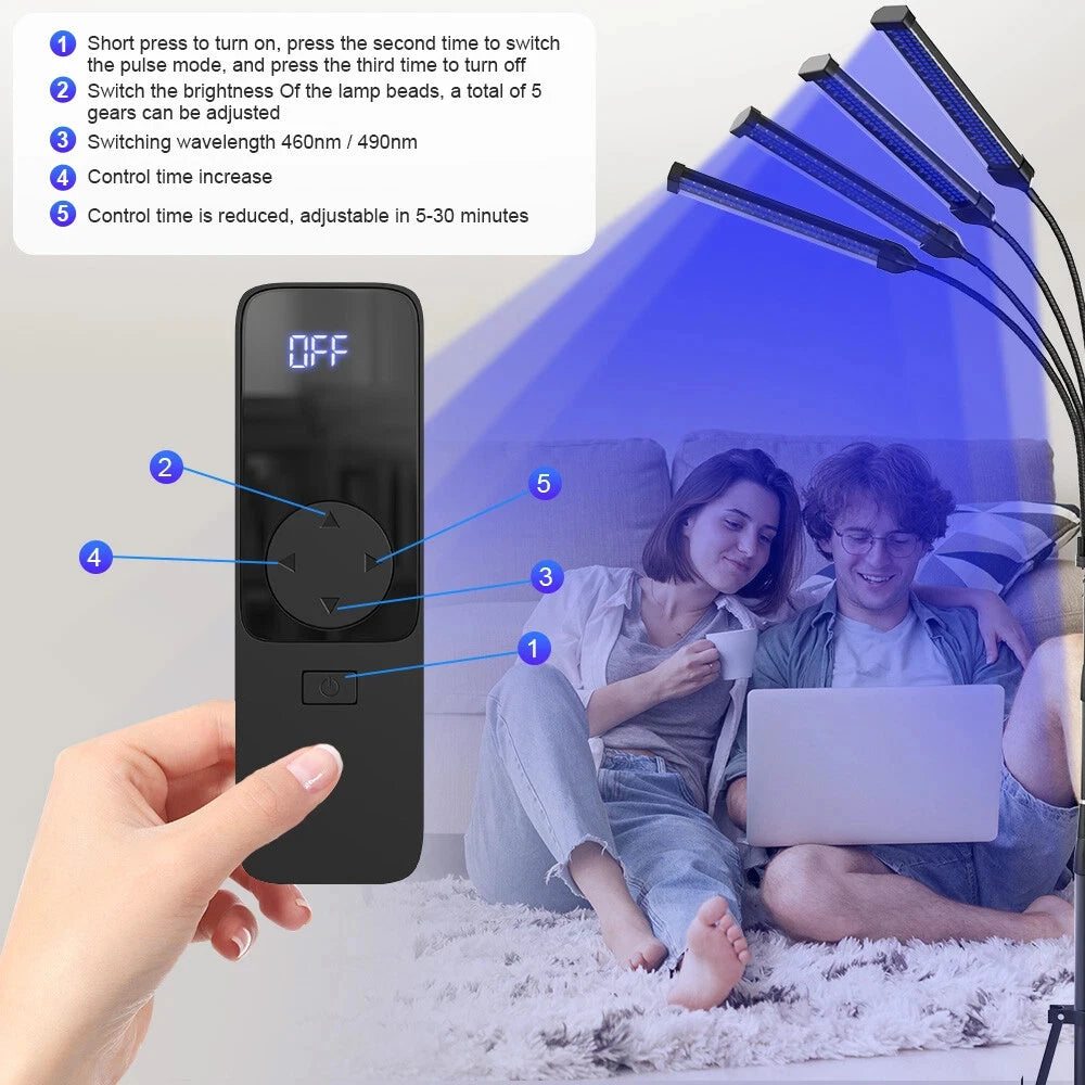 jitesy 360 ° Lámpara de Bronceado Rotatoria para Cuerpo, 460nm y 490nm, 60W, Luz Azul, para Uso Doméstico