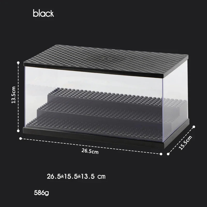 Vitrina para minifiguras con luces LED - Caja de exhibición de acrílico transparente a prueba de polvo para bloques de construcción y coleccionables