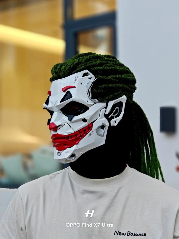Máscara de casco LED recargable, cubierta facial iluminada futurista para fiesta de Cosplay Rave, equipo ajustable programable RGB