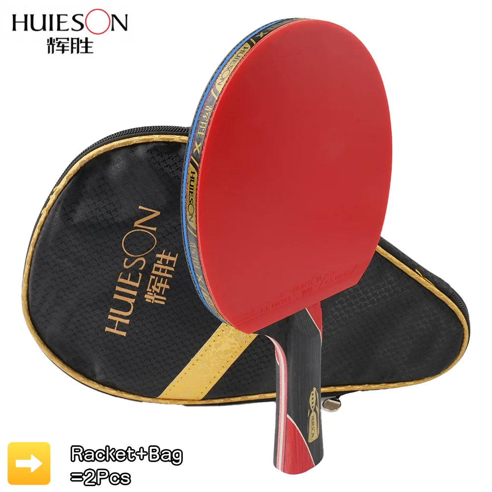 Raqueta de Tenis de Mesa HuIESon Oficial de 3/5 Estrellas, Raqueta Profesional de Entrenamiento de Carbono para Tenis de Mesa