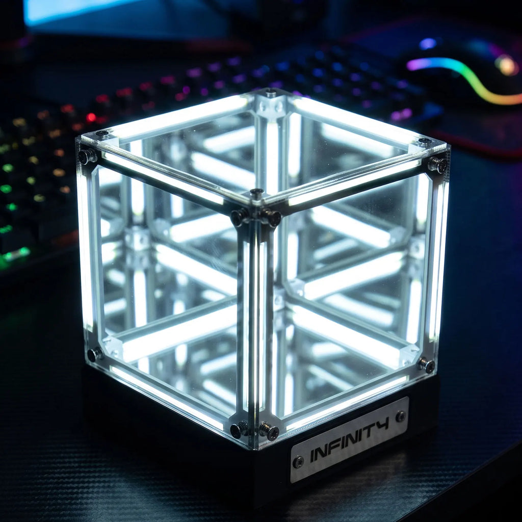 Caja de luz LED ABUI Hypercube, vitrina de figuras para lámpara de mesa inalámbrica DIY, adorno de túnel de abismo 4D, luz blanca