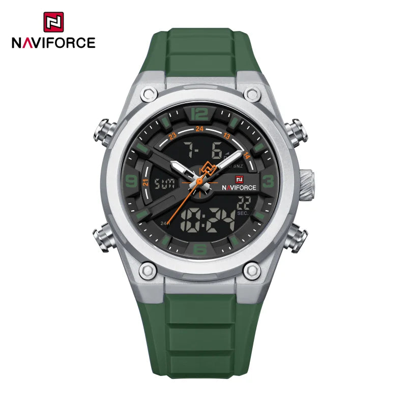 Reloj deportivo NAVIFORCE NF9265, nuevo modelo, resistente al agua y a los golpes, con calendario luminoso y correa de silicona para hombre